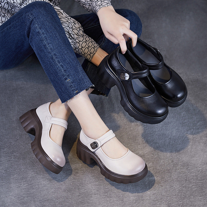 Dame Chunky Platform Mary Jane sko med stilfuldt bånd Stilla