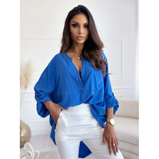 Dame afslappet bluse med knaplukning og løs pasform Stilla