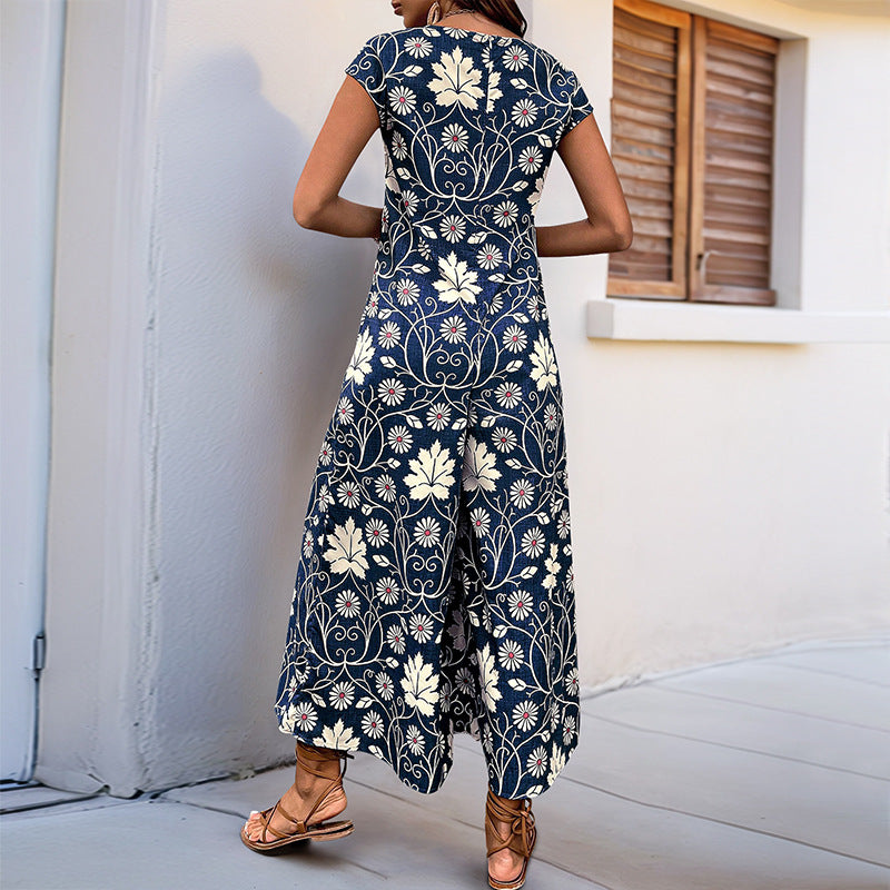 Dame Floral Print brede ben bukser jumpsuit Stilla