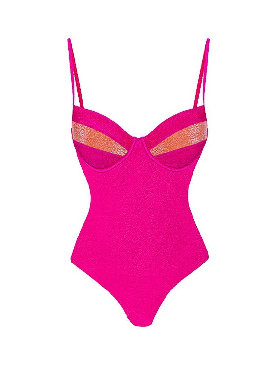 Dame elegant badedragt med raffinerede glansdetaljer og matchende maxiskørt Stilla