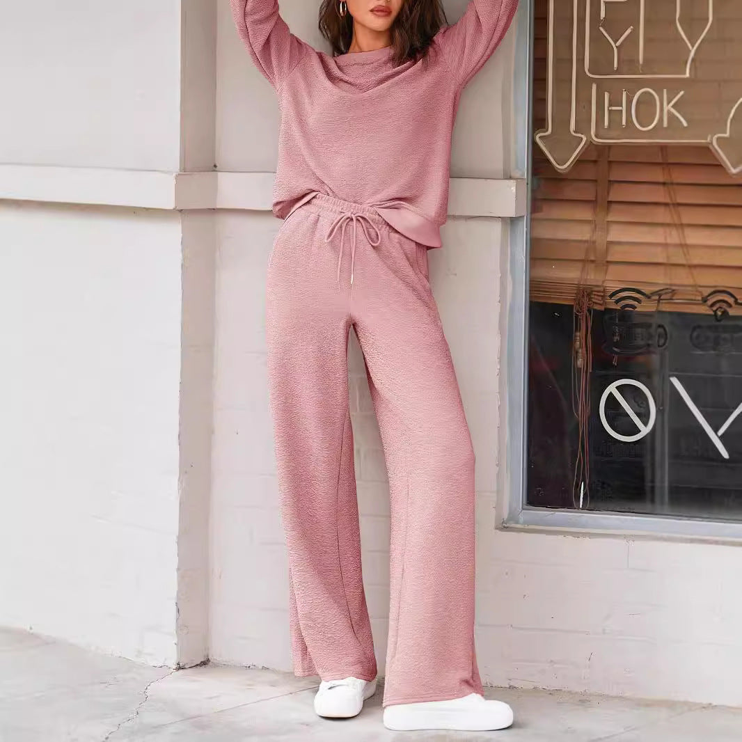 Dame afslappet lounge-sæt med tekstureret stof og elastisk linning Stilla