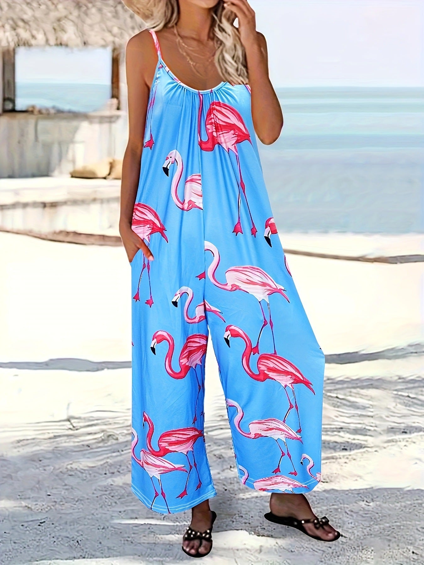 Dame Løs Jumpsuit med florale accenter og bredt ben Stilla