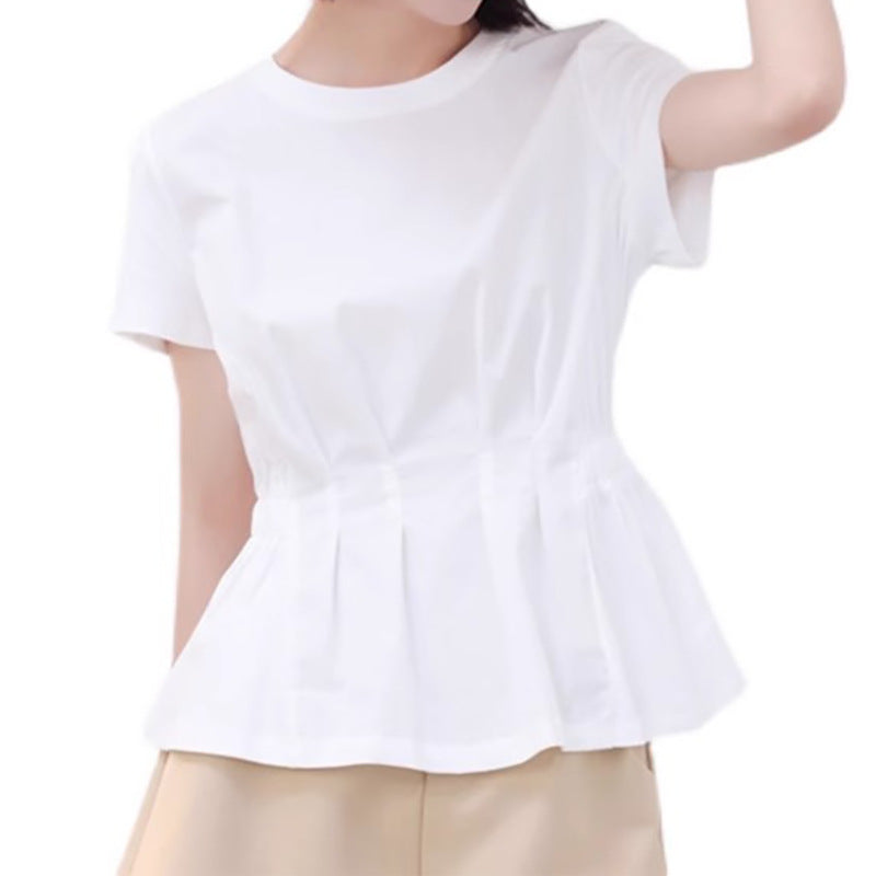 Dame elegant bluse shirt med smidig snit og voluminøst kant Stilla