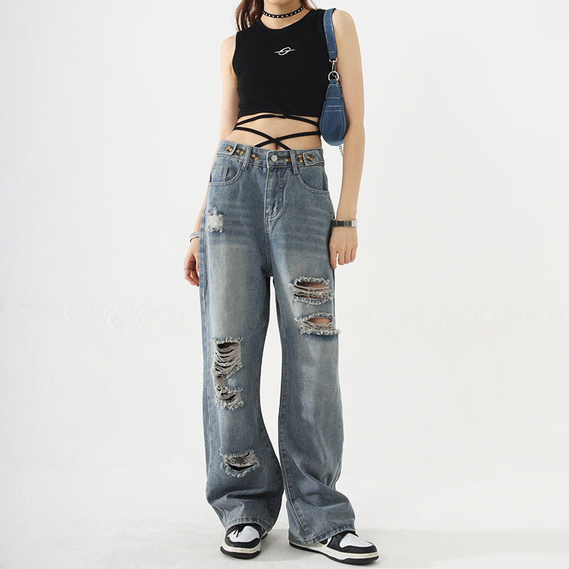 Dame Distressed Relaxed Fit Jeans Stilla