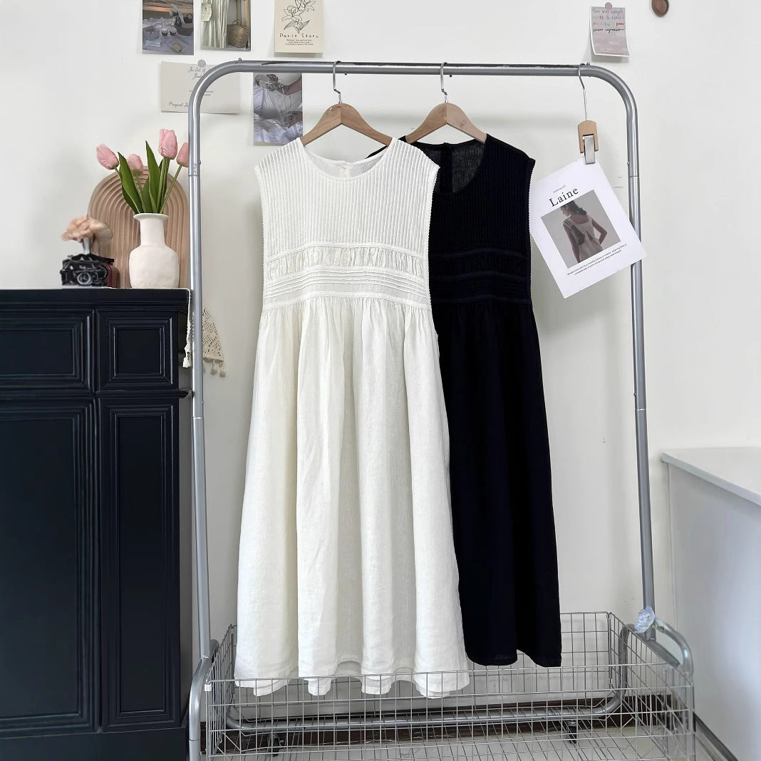 Dame afslappet flydende maxikjole med struktureret overdel Stilla