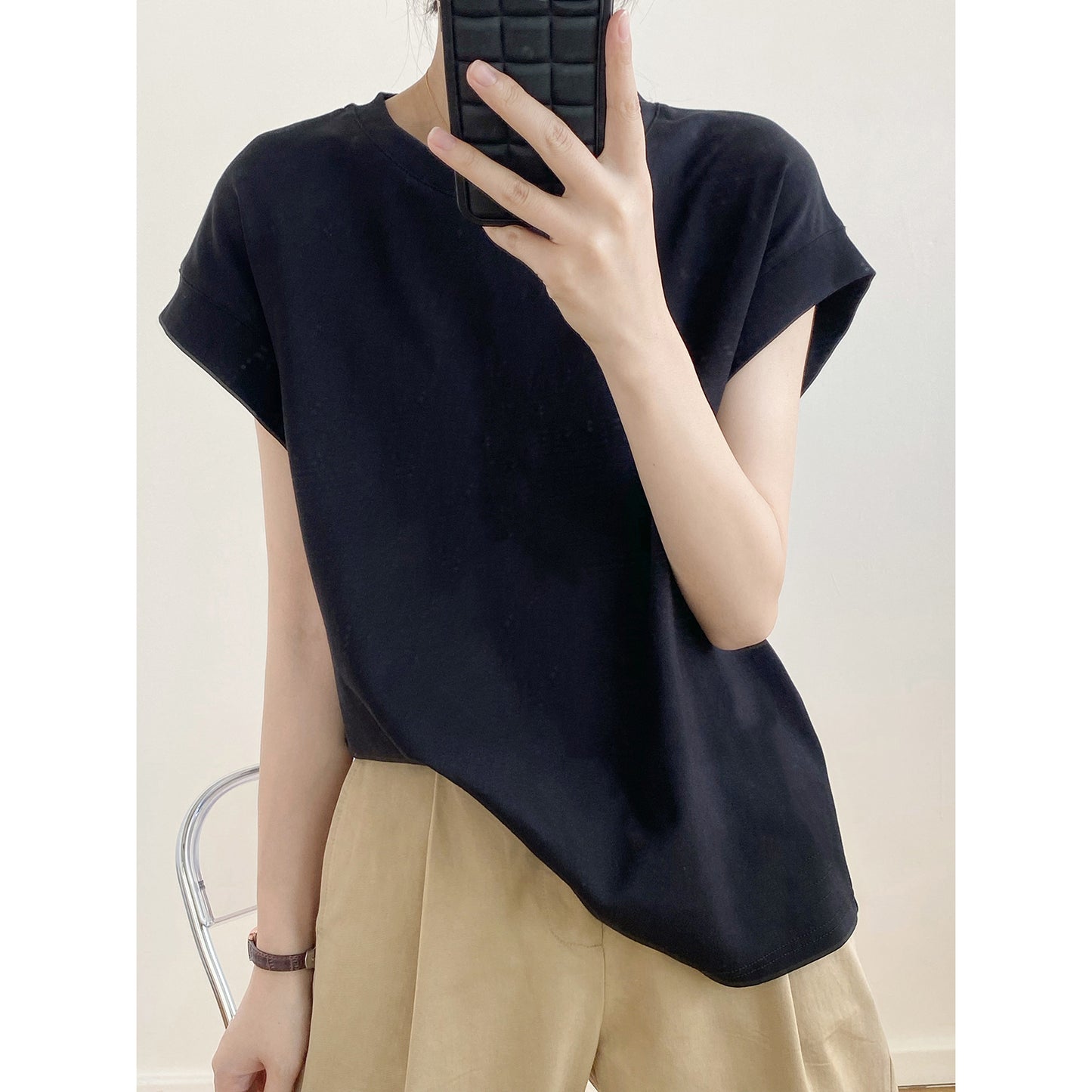 Dame afslappet oversized T-shirt i høj kvalitet bomuld med afslappet pasform Stilla