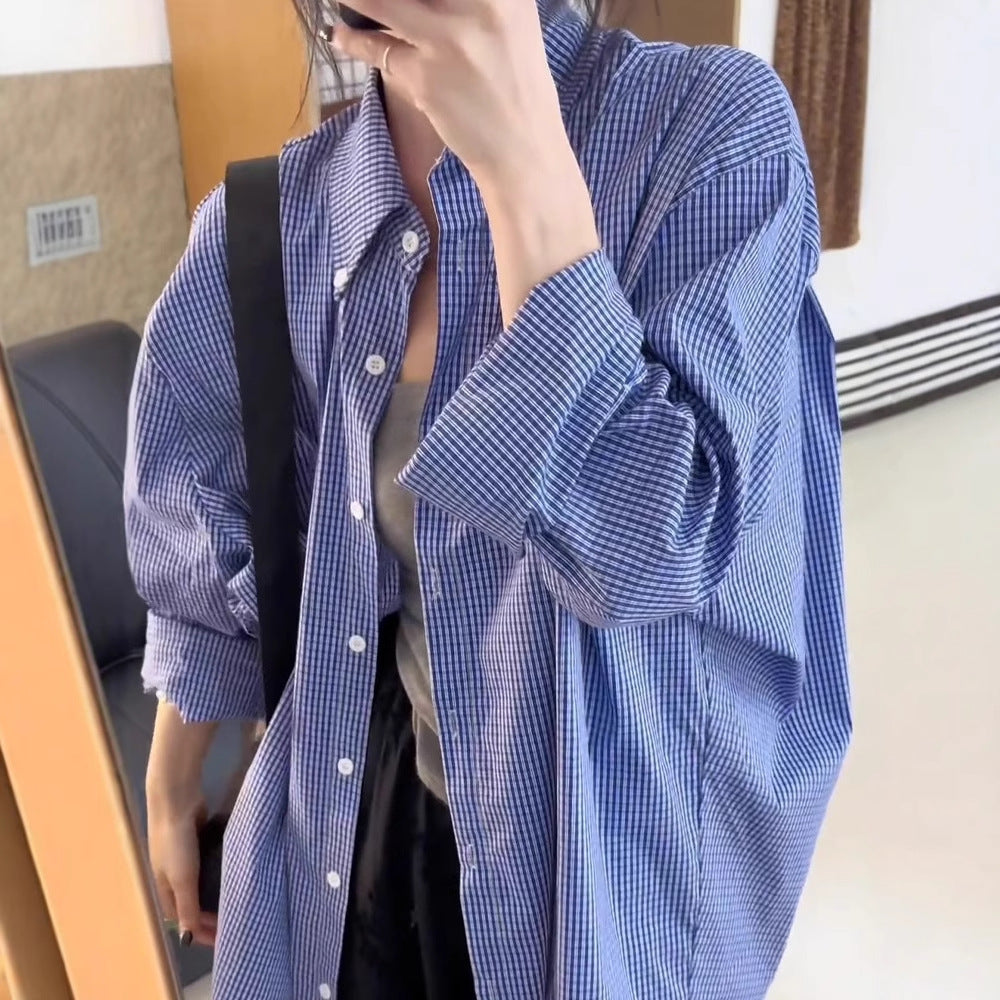 Dame afslappet oversized skjorte i ternet design Stilla