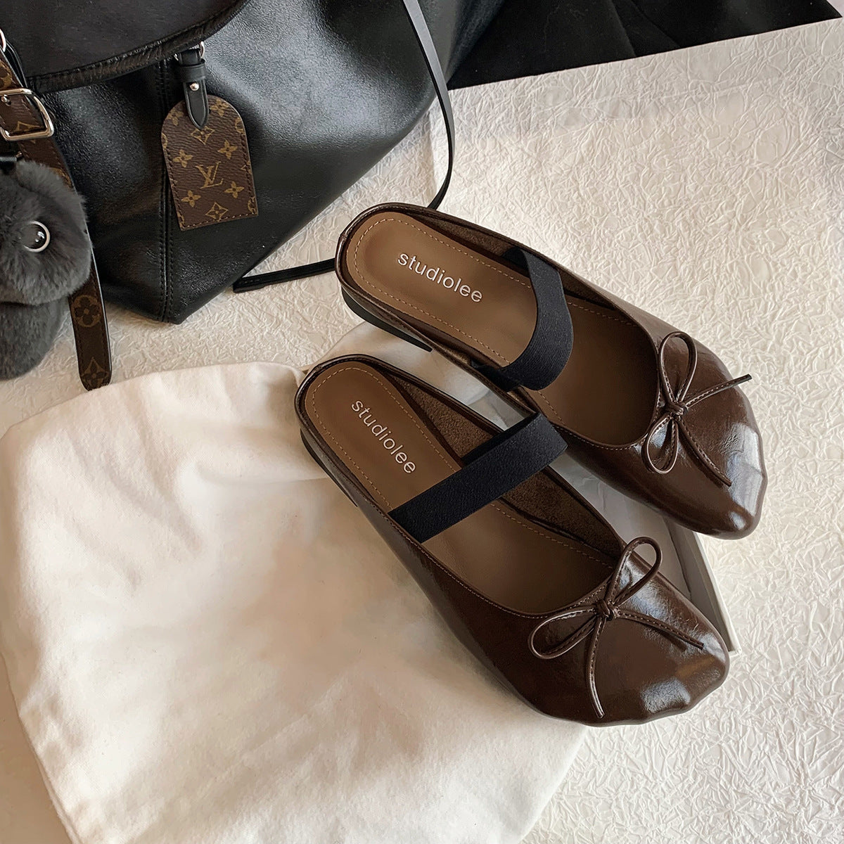 Dame Elegant Ballerina Flats med justerbar rem Stilla