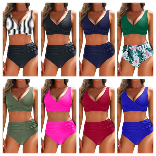 Dame bikini-sæt med figursygende top og højtaljede shorts Stilla