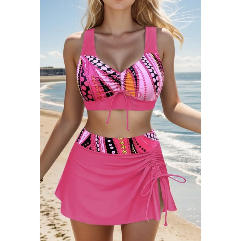 Dame Tankini sæt med moderne plisse design og justerbar nederdel Stilla