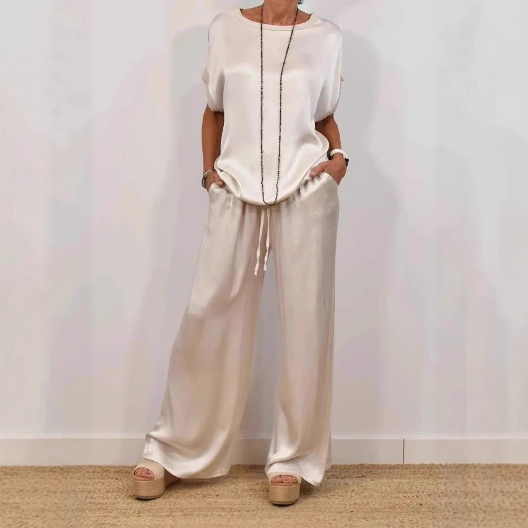 Dame Elegant sæt med afslappet bluse og løst skåret bukser Stilla