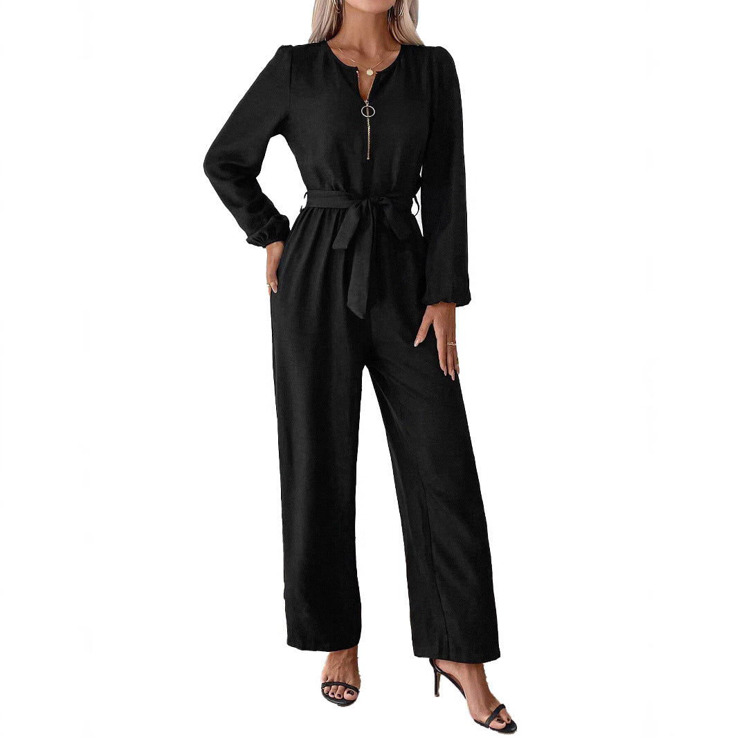 Dame Elegant Jumpsuit med kontrasterende Bindebælte Stilla