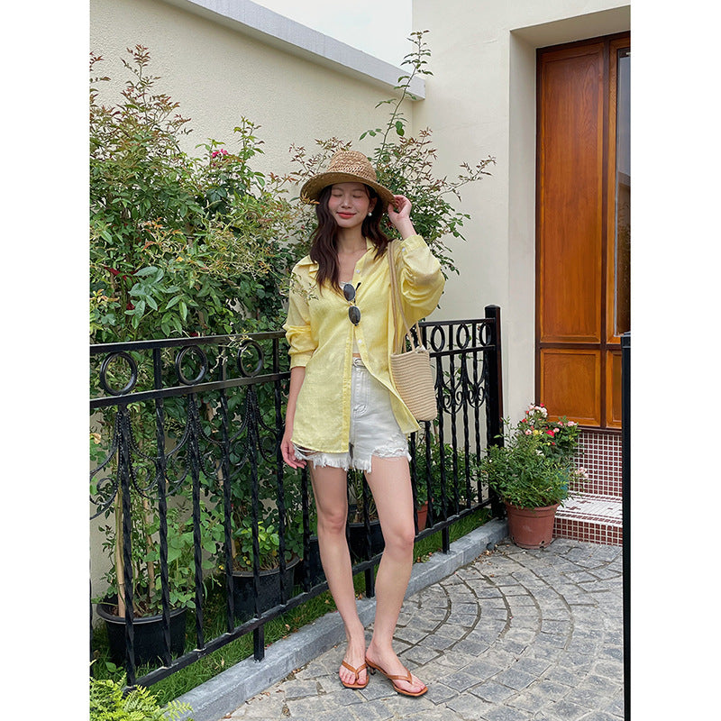 Dame Destroyed Denim-Shorts med afslappet snit og vintage-detaljer Stilla