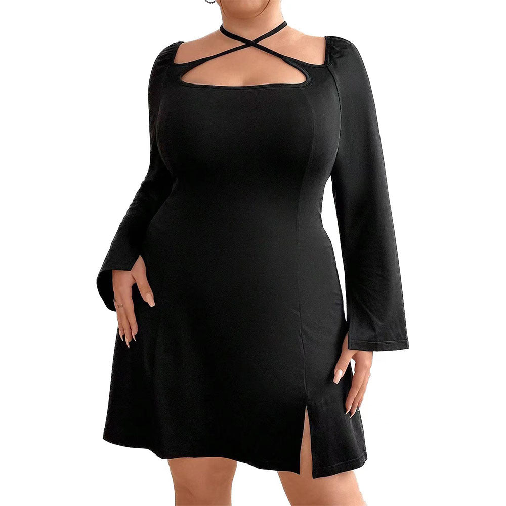 Dame A-linje kjole med forførende skulder- og ribbedelement Stilla