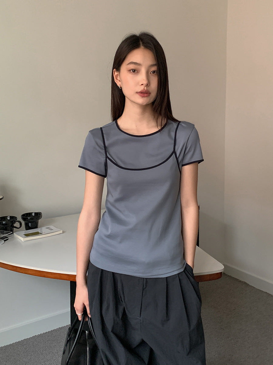 Dame afslappet oversized T-shirt med blød rund halsudskæring og fashionable detaljer Stilla