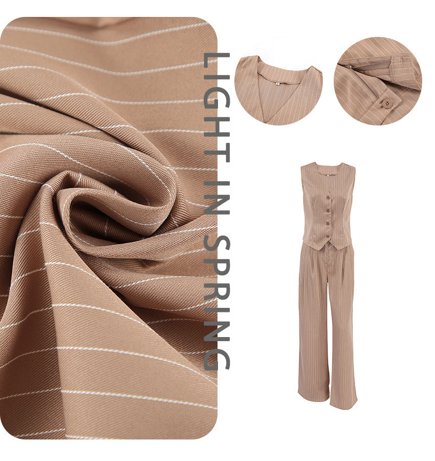 Dame elegant Cargo-dragtøj sæt med figursyet vest og bredt bukseben Stilla