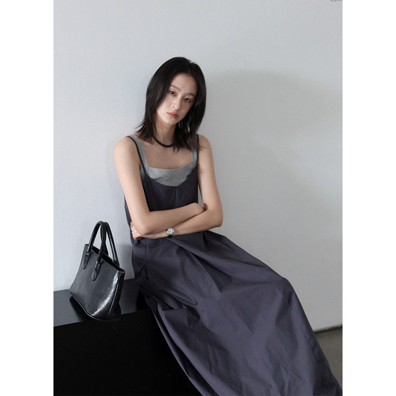 Dame afslappet maxikjole med elastisk sømme og justerbare stropper Stilla