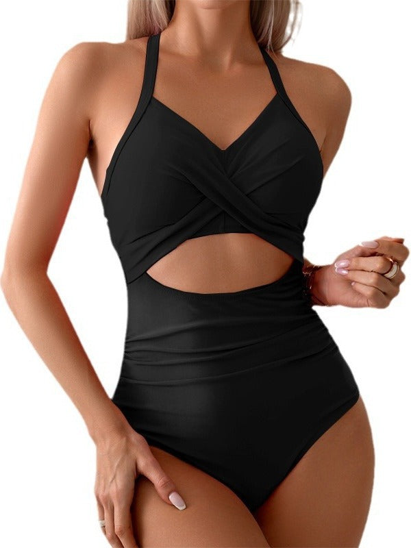 Dame Cut-Out Én styks badedragt med elegant omslagdesign og støttende stropper Stilla