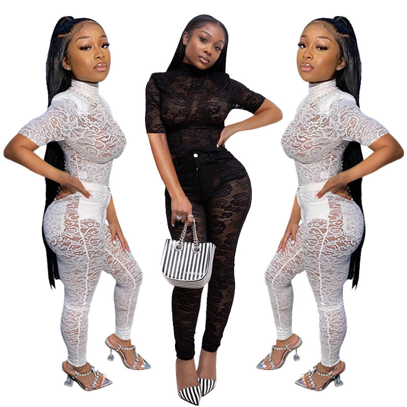 Dame Cut-Out Overall med gennemsigtig spidsdesign og bælte Stilla