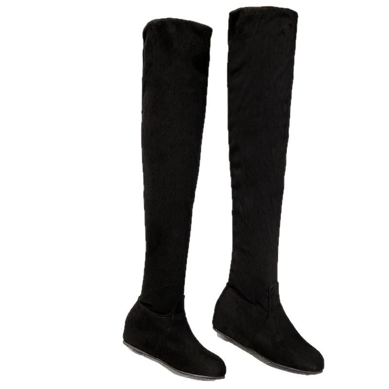 Dame Overknee-støvler i blødt velourlæder Stilla