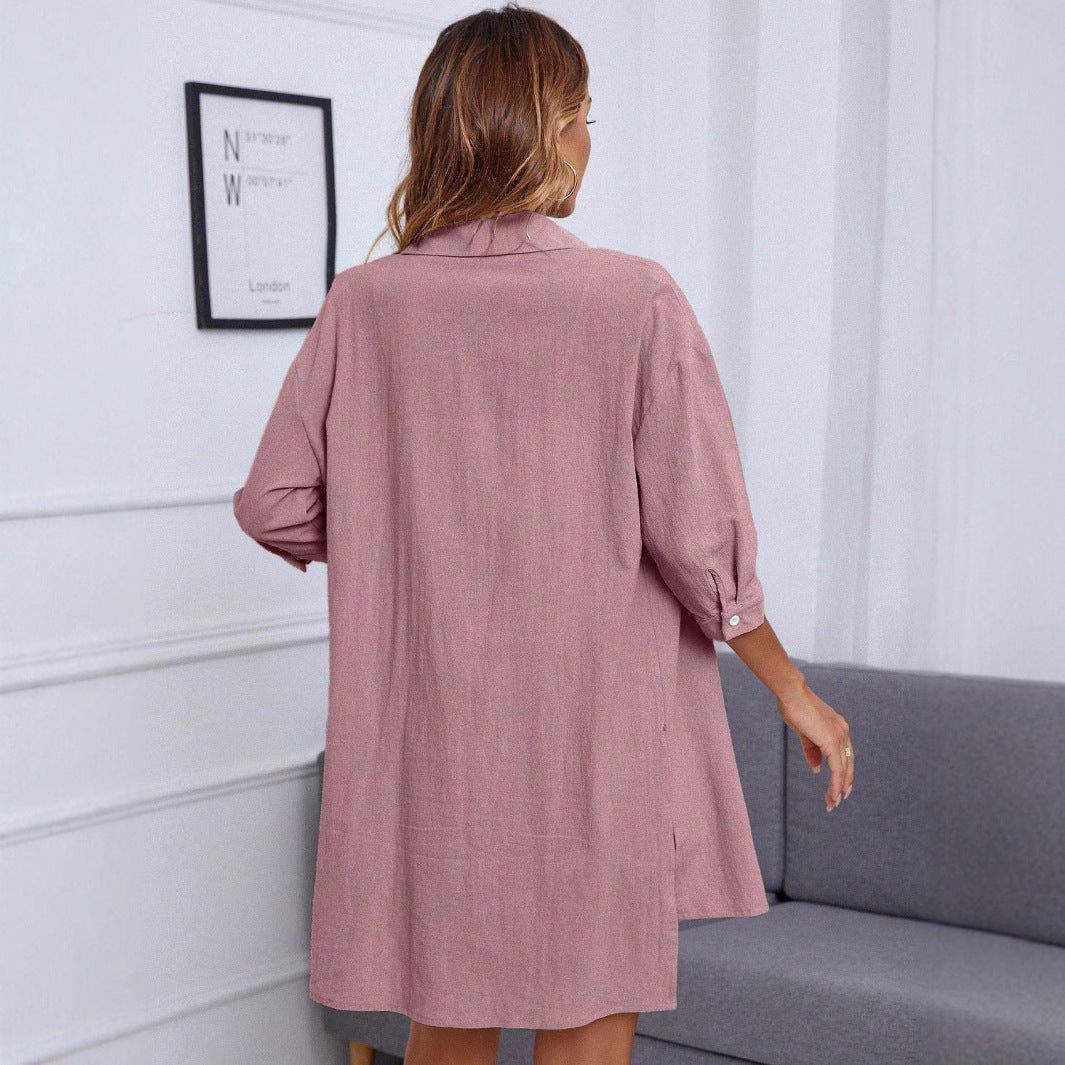 Dame afslappet hjemmedragt med shorts og skjorte Stilla