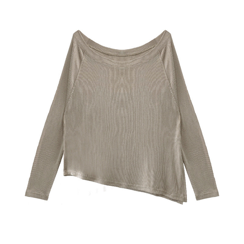 Dame afslappet langærmet skjorte med asymmetrisk snit og blød bomuldsblanding Stilla