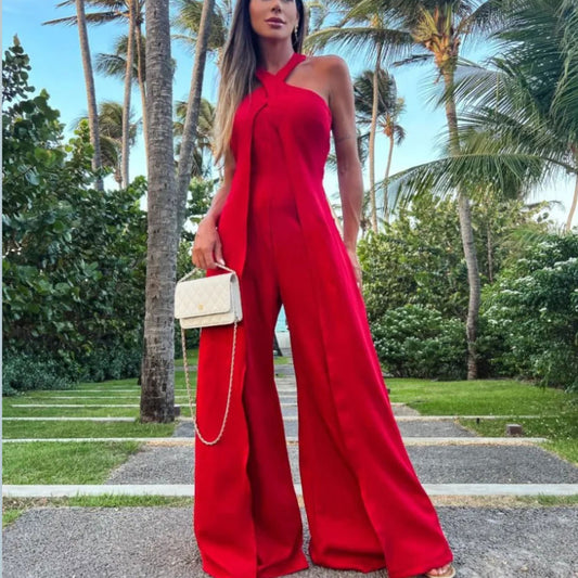 Dame Jumpsuit med elegant Cross-Back og brede ben Stilla
