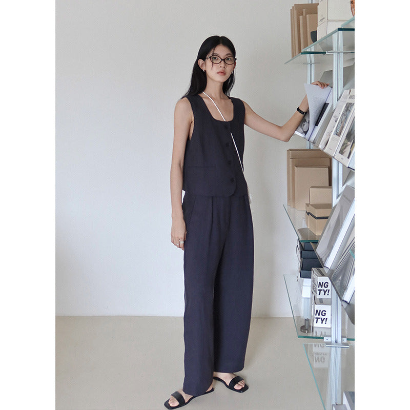 Dame elegant Culotte-bukser med højt foldedesign og løs pasform Stilla