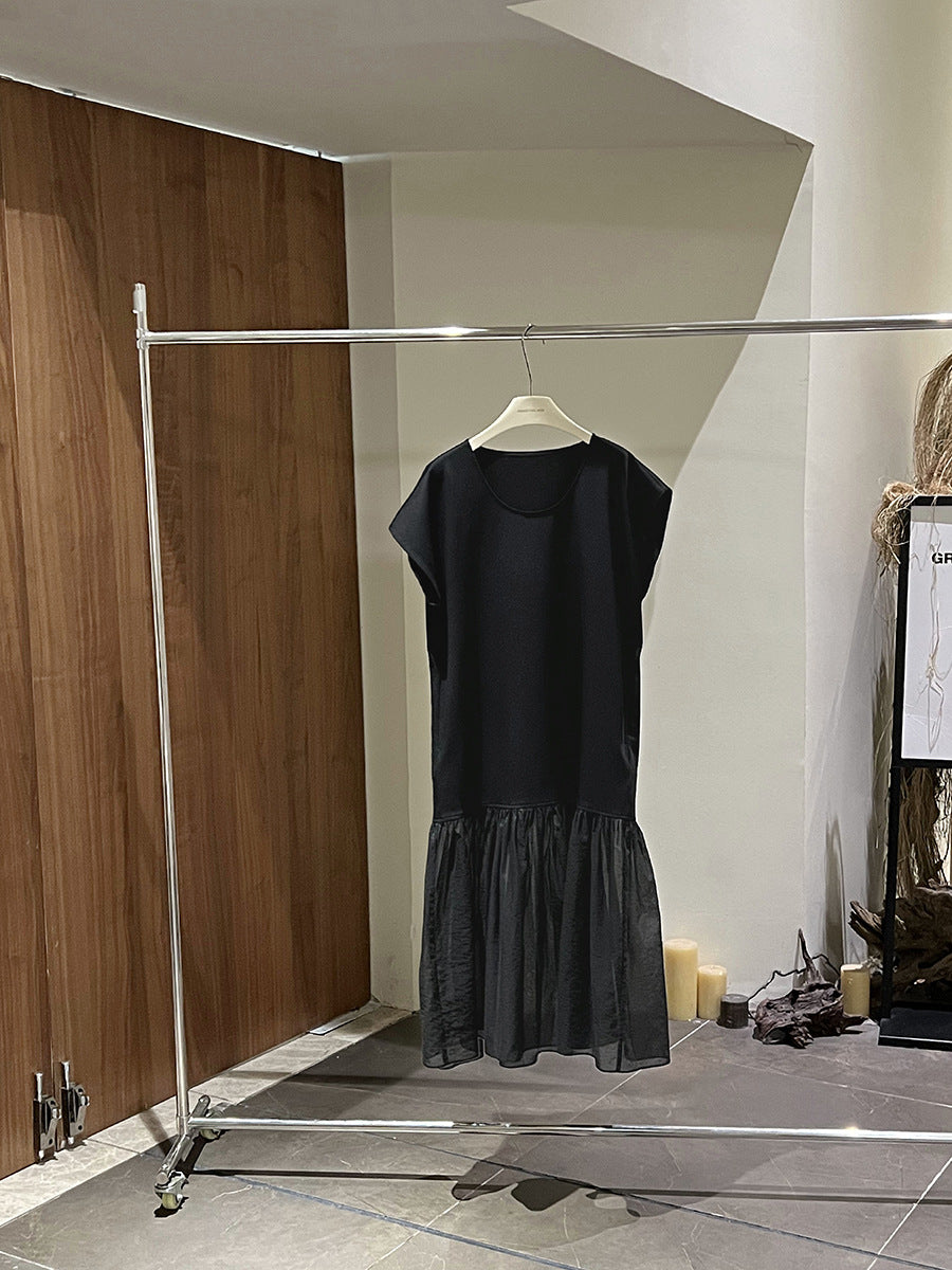 Dame afslappet Maxi-kjole med voluminøs kant og høj kvalitets bomuldsblanding Stilla