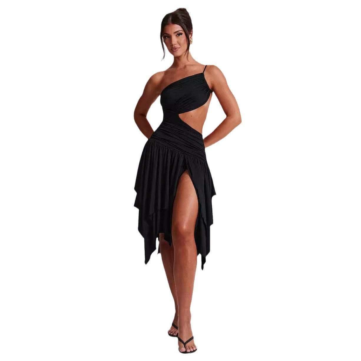 Dame Cut-Out Strandkjole med asymmetrisk kant og elegant detalje Stilla