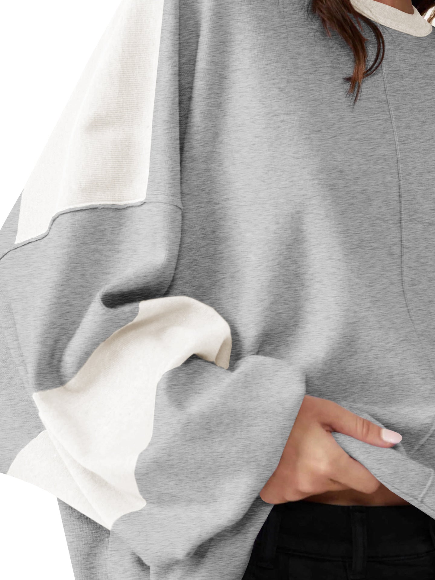 Dame afslappet oversized sweater med moderigtigt farveblokdesign og blødt stof Stilla