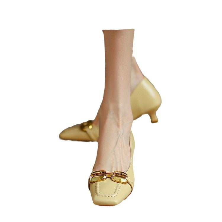 Dame Elegant Firkantet Tåflade med Dekorativ Kæde-Detalje Stilla