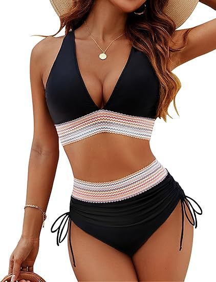 Dame Højtaljet Bikini med lækkert Cut-Out og justerbare stropper Stilla