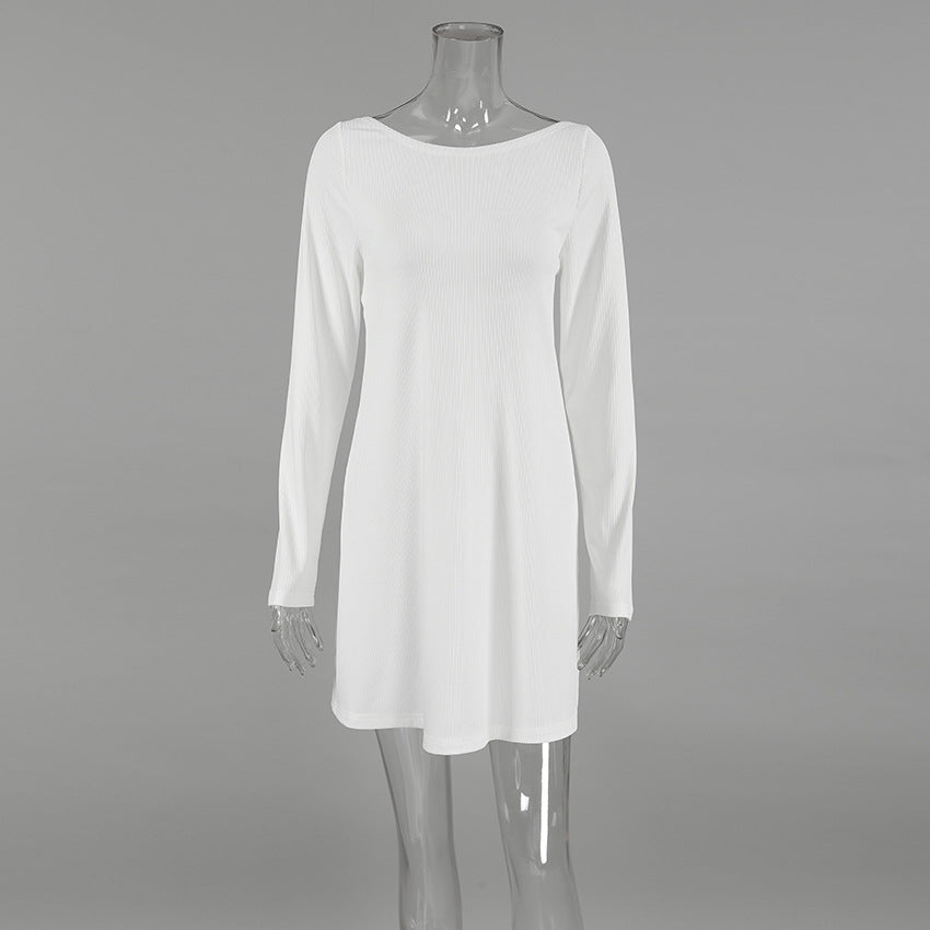 Dame afslappet langærmet kjole lavet af struktureret materiale Stilla