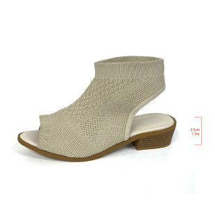 Dame Åben Mules med Strikkedesign og Retro-Blockhæl Stilla