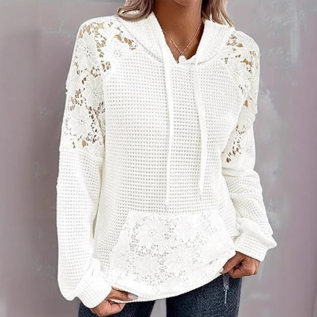 Dame afslappet hoodie med spids accenter Stilla