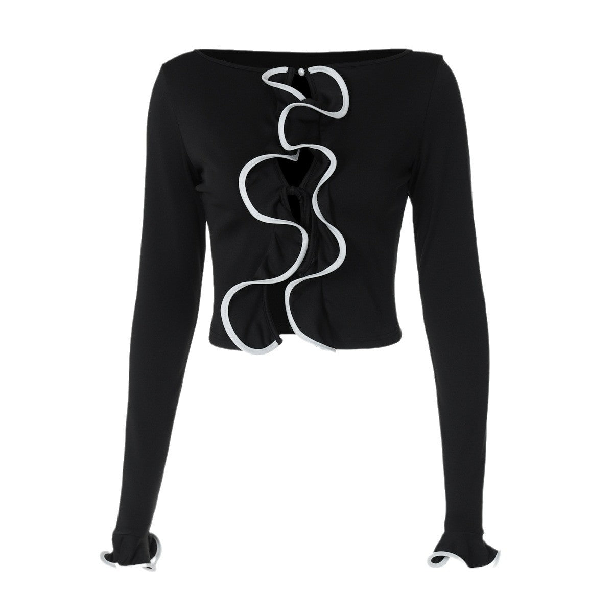 Dame cropped top med smart rynkning og lange ærmer Stilla