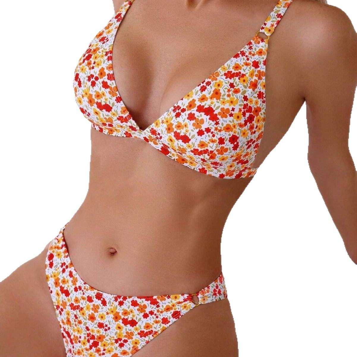 Dame bikini-sæt med stilfulde blomster mønstre og moderne stropdesign Stilla