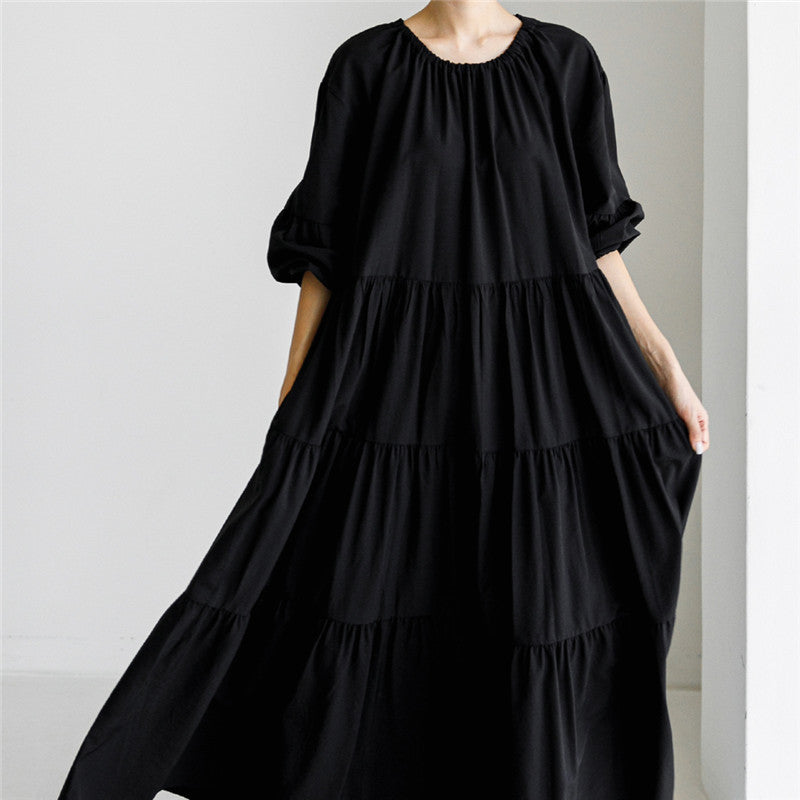 Dame afslappet maxikjole med flæser Stilla