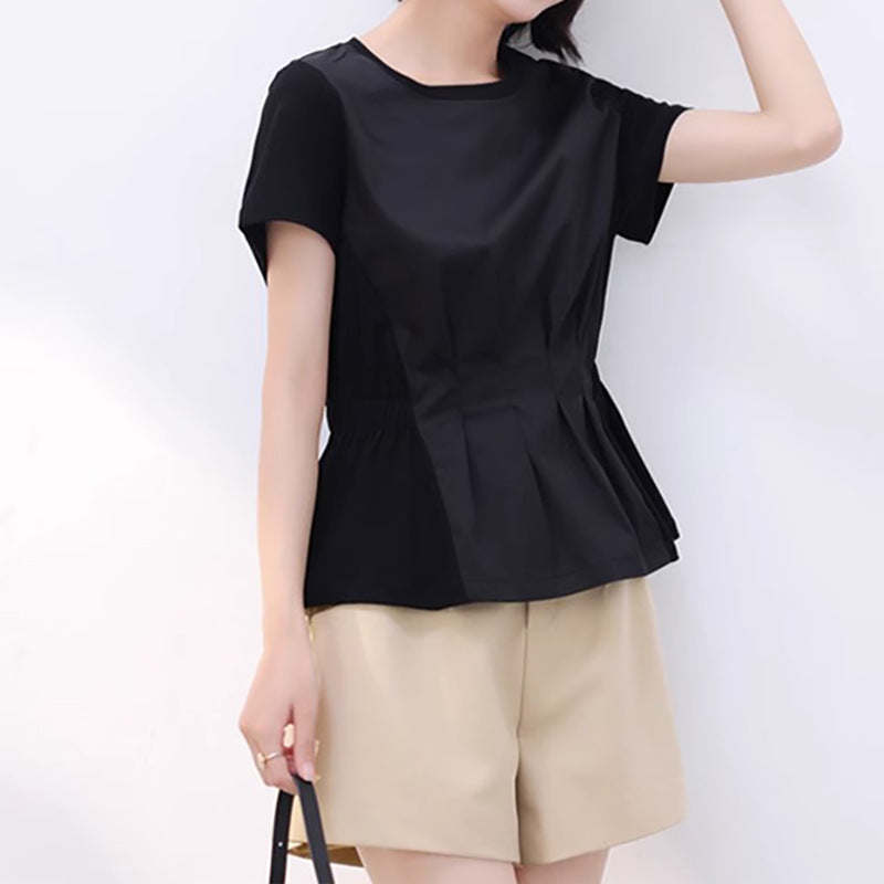 Dame elegant bluse shirt med smidig snit og voluminøst kant Stilla