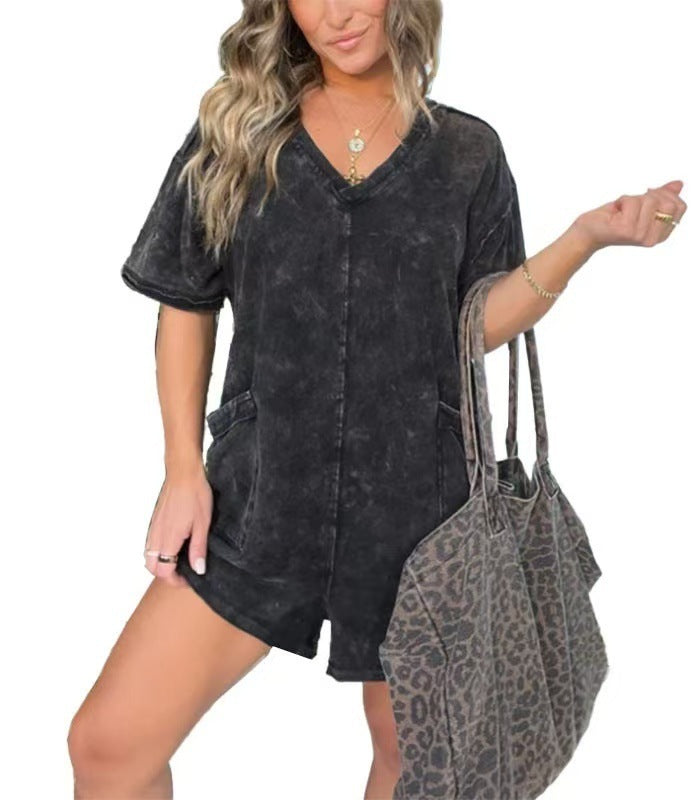 Dame Casual Oversized V-Hals Jumpsuit Stilla
