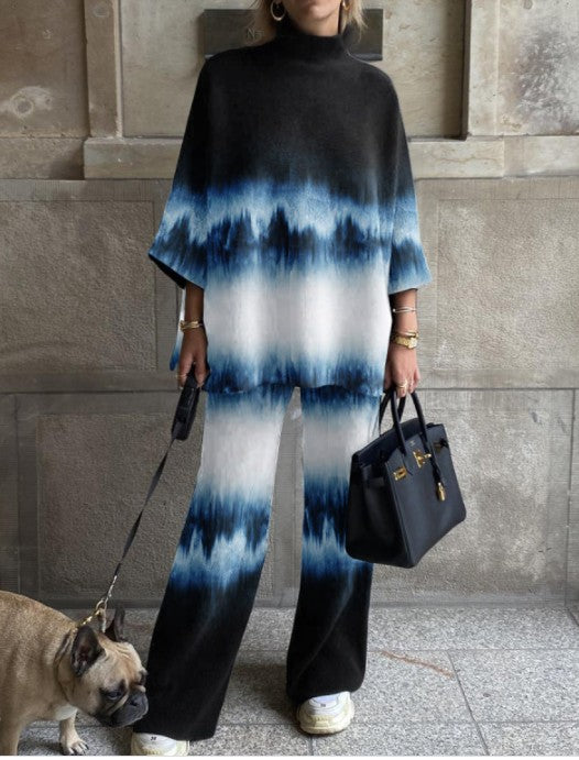 Dame afslappet lounge-sæt med blomsterprint og høj krave Stilla