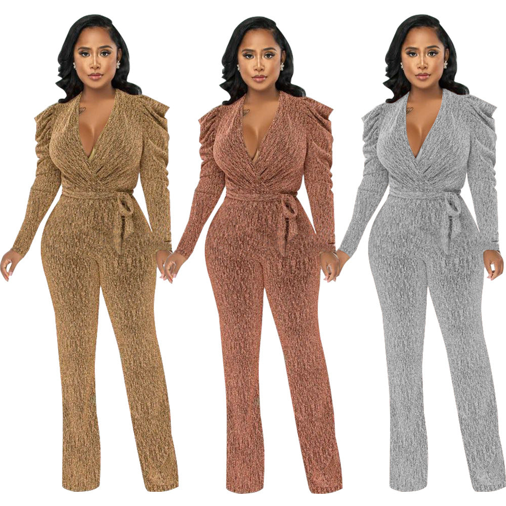 Dame Elegant Jumpsuit med raffineret drapering og figursyet snit Stilla