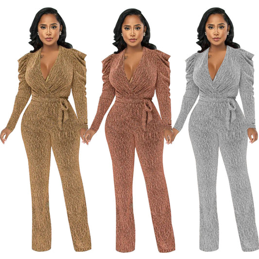 Dame Elegant Jumpsuit med raffineret drapering og figursyet snit Stilla