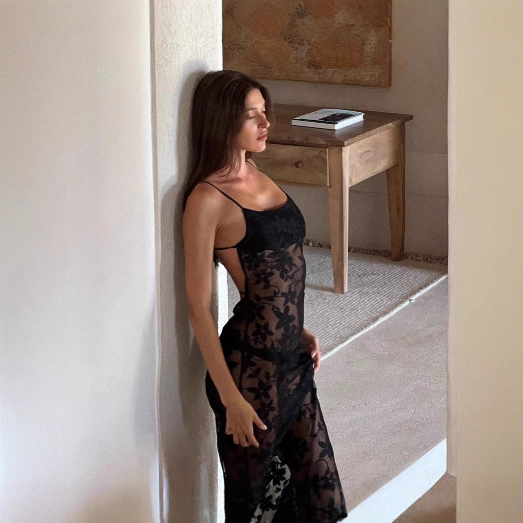 Dame Elegant kjole med florale spidsdetaljer Stilla