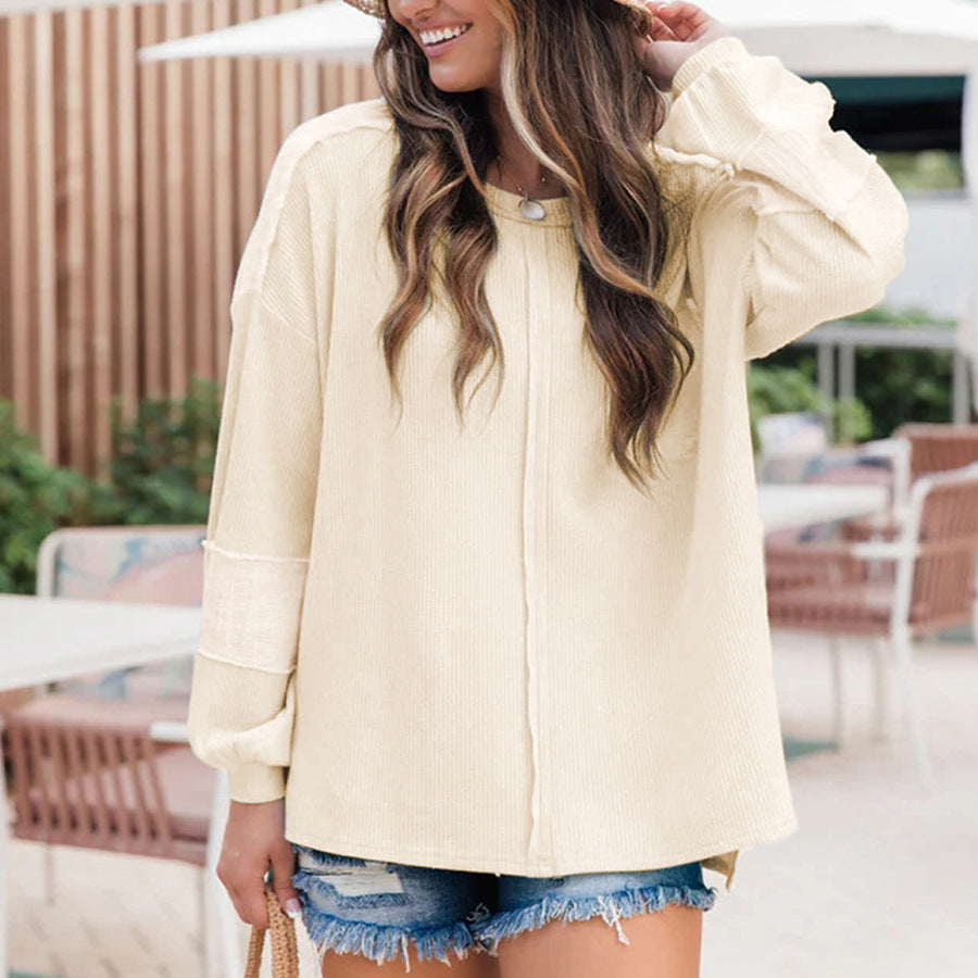 Dame afslappet longsleeve top med struktureret design Stilla