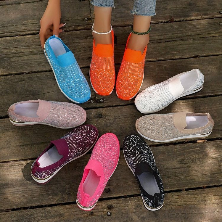 Dame Sneakers med glitrende strass accenter og elastisk indsats Stilla