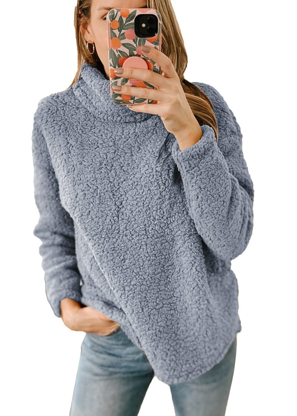 Dame hyggelig sweater i oversized stil med høj krave og blødt overmateriale Stilla