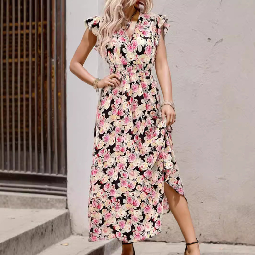 Dame Elegant Floral Højt Splitt Maxi Kjole Stilla