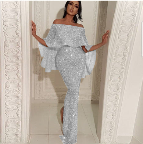 Dame Elegant Jumpsuit med skinnende overdel og lange, figursyede ben Stilla